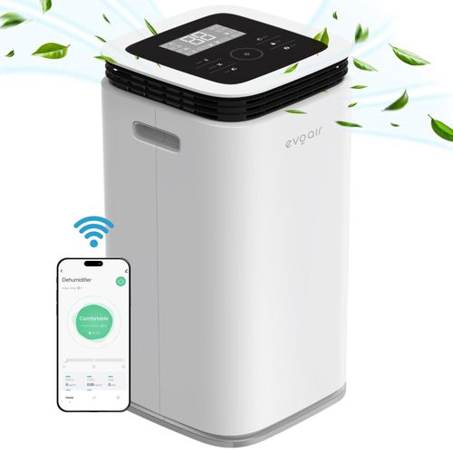 Luftentfeuchter Evoair, FlexiDry 16 Smart, 16 l/24 h, Feuchtigkeitssensor, Ionisierungsfunktion, Wäschetrocknung, Wassertank 2,2 l, Weiß