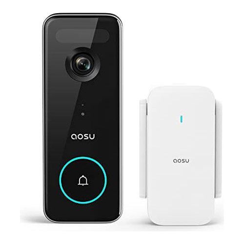 AOSU Wireless Türklingelkamera, HD 5MP Video Smart Doorbell, WiFi 5/2,4 GHz Radardetektor, monatliche Gebühren, 180 Tage Akkulaufzeit,