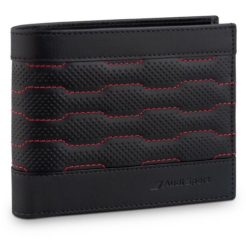 Original Audi Sport Geldbörse Leder, schwarz/rot Geldbeutel Geldbörse Portemonnaie