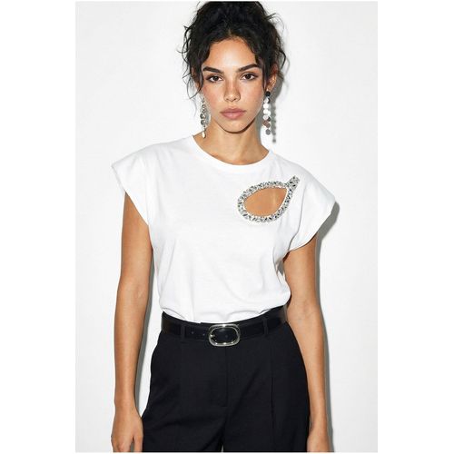 Uitgesneden Ronde Hals T-Shirt