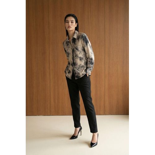 Slangenprint Satijnen Geweven Shirt