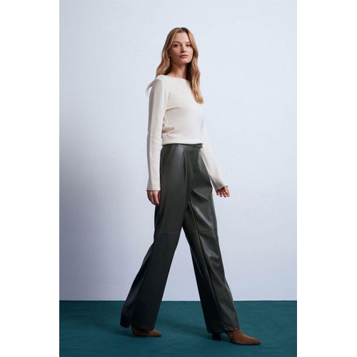 Hoogwaardige Wijde Fake Leer Broek