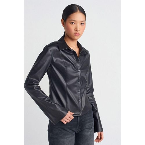 Slim Fit Faux Leer Shirt