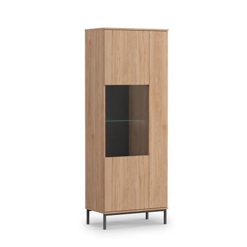 VITRINE Queba 2T Hellbraun 70/190/41 cm – Vitrinenschrank Holzoptik
