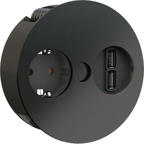 BACHMANN TWIST 931.131 Schwarz matt mit Schuko-Steckdose und USB-Doppelcharger / Deutsche Norm / BACHMANN / Steckdose