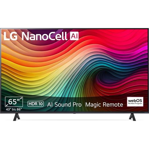 LG Smart TV 65" (165 cm) NanoCell Fernseher, HDR 10 Pro, 4K Bildqualität, LED Backlight