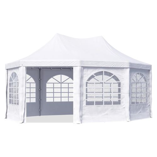 TOOLPORT Pagodenzelt Pavillon 4x5,5 m schnell & einfach zu montieren mit Fenstern - robuste PVC-Plane 700 weiß