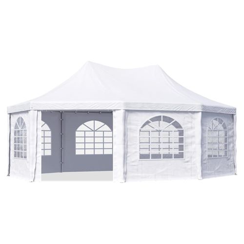 TOOLPORT Pagodenzelt Pavillon 5x7 m schnell & einfach zu montieren mit Fenstern - robuste PVC-Plane 700 weiß