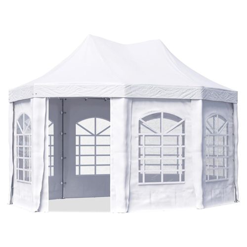 TOOLPORT Pagodenzelt Pavillon 3x4 m schnell & einfach zu montieren mit Fenstern - robuste PVC-Plane 700 weiß