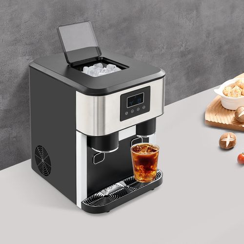 3-in-1-Eismaschine Eiswürfelmaschine für 1-3 Personen Eiswürfelbereiter LCD mit Eiszerkleinerungs- und Kaltwasserfunktion