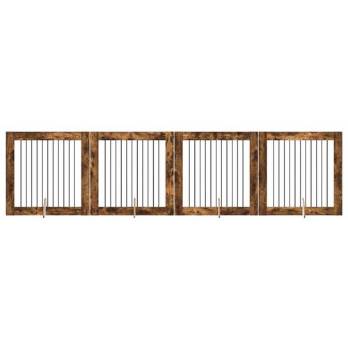 Hundetor mit Ständern 4 pcs Geräucherte Eiche 100 x 100 cm