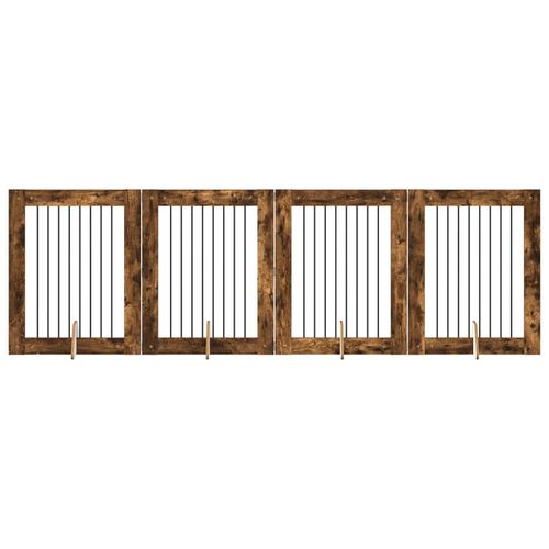 Hundetor mit Ständern 4 pcs Geräucherte Eiche 80 x 100 cm