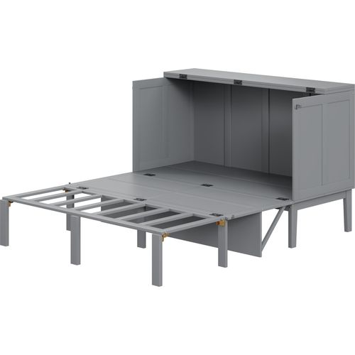 Klappbett Modulares Bett Vertikal Platzsparend Hochschrank-Design Stauraum 140 x 200 cm Grau