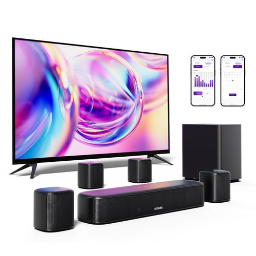 ULTIMEA 7.1ch Soundbar mit Subwoofer für TV, Surround Sound System für Heimkino, 4 Surround Lautsprechern, HDMI ARC, App Steuerung, Aura S4T