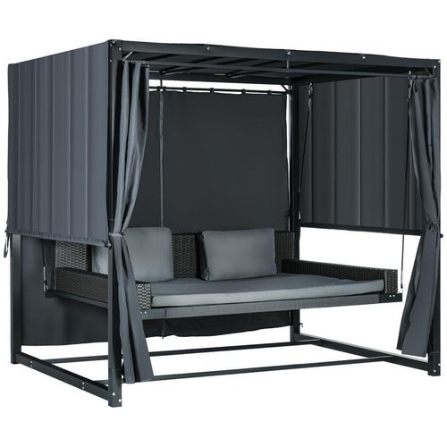 Outsunny Hollywoodschaukel, Dunkelgrau, Metall, 180x210x235 cm, Gartenmöbel, Hollywoodschaukeln