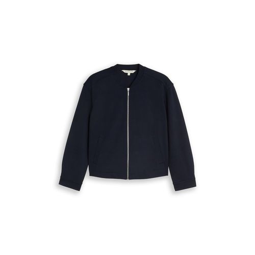 TOM TAILOR Damen Loose Fit Jacke mit Bomberkragen, blau, Uni, Gr. XXXL