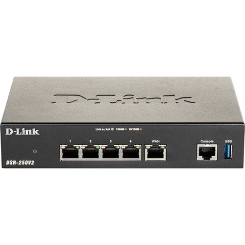 D-LINK DSR-250V2/E VPN Security Router, 3x LAN, 1x WAN, 1x LAN/WAN Port