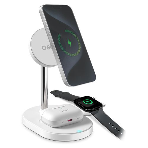 SBS Qi2.2 kabellose Ladestation für Smartphone, kabellose Ohrhörer und Smartwatch