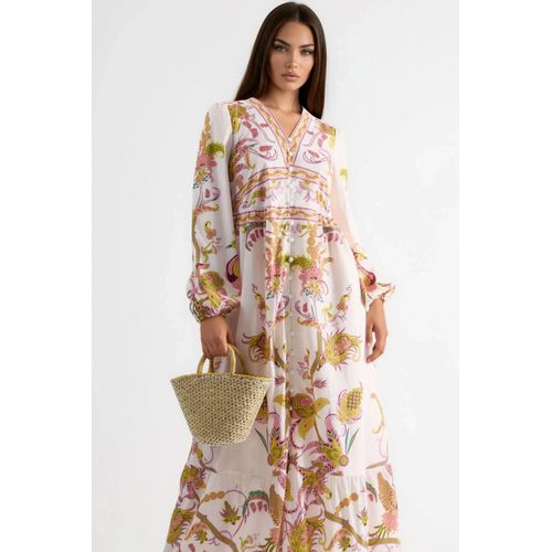 Gevormde Maxi Jurk met V-hals en Print