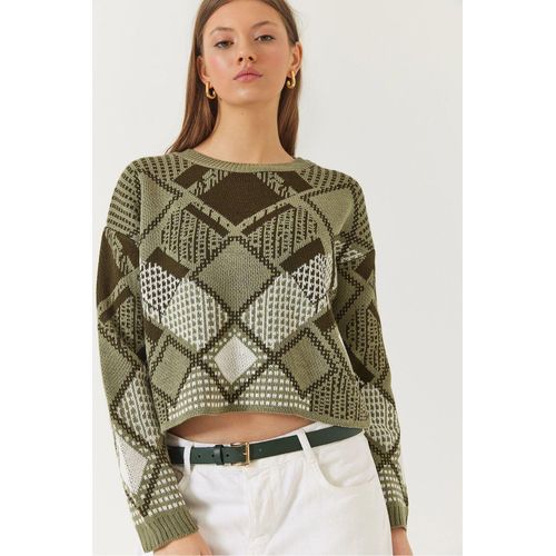 Gestreepte Crew Neck Verkleinde Trui