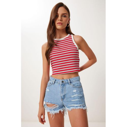 Hoge Taille Verwoeste Denim Shorts