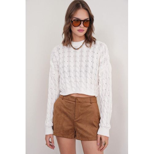 Cable Knit Patroon Crew Neck Trui