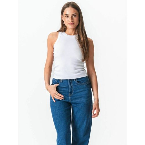 Funktionstop TEESHOPPEN "TEESHOPPEN Top Ribbed", Damen, Gr. XLx34, weiß, Obermaterial: 100% Baumwolle, Tops