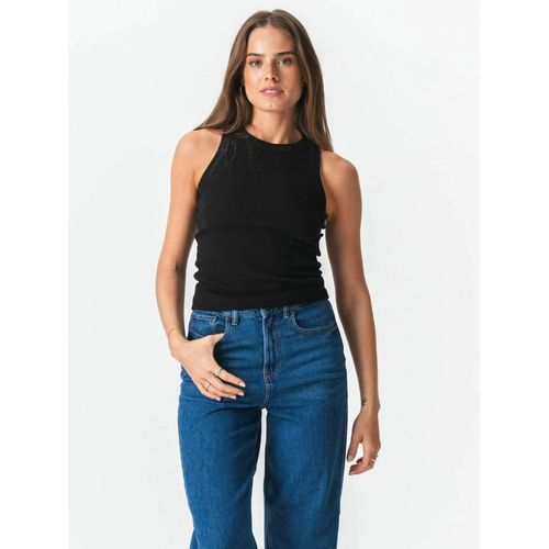 Funktionstop TEESHOPPEN "TEESHOPPEN Top Ribbed", Damen, Gr. Lx34, schwarz, Obermaterial: 100% Baumwolle, Tops