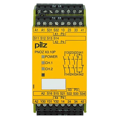 Pilz Not-Aus-Schaltgerät 24ACDC 3n/o 1n/c 1so PNOZ X3.10P, 777314