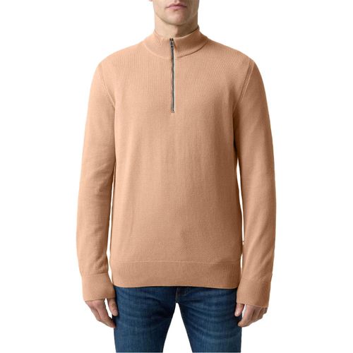 Boss Heren Ebrando-P gebreide trui met halve rits (Medium Beige)