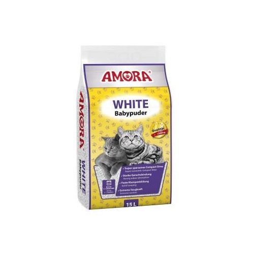 Amora White Katzenstreu m. Babypuderduft 15 Liter