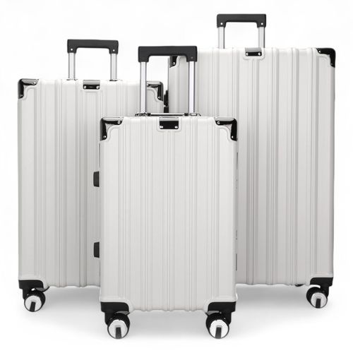 Harde witte koffer, robuuste 8-wiel bagage, handbagagetas