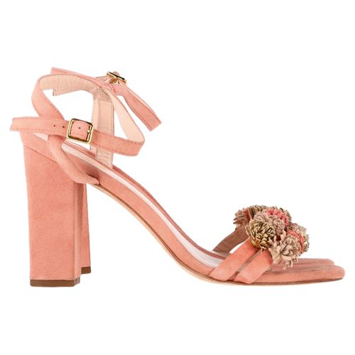 Loeffler Randall Sandalenhakken met Kwastjes in Perzikkleur Suède