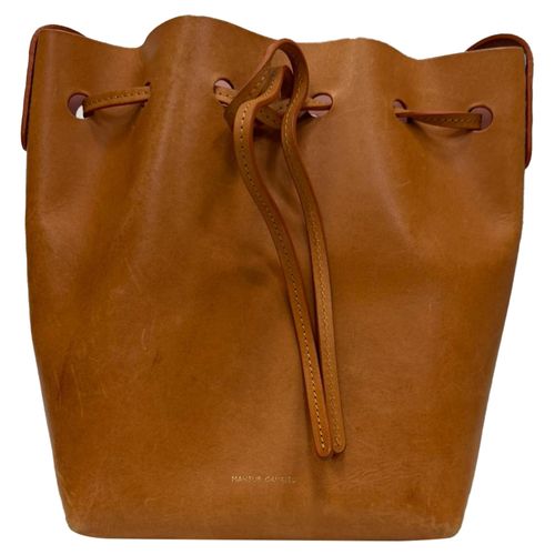 Mansur Gavriel mini bucket bag in bruin leer