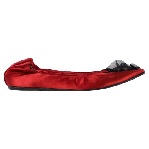 Lanvin ballerina's met brocheversiering in rood satijn