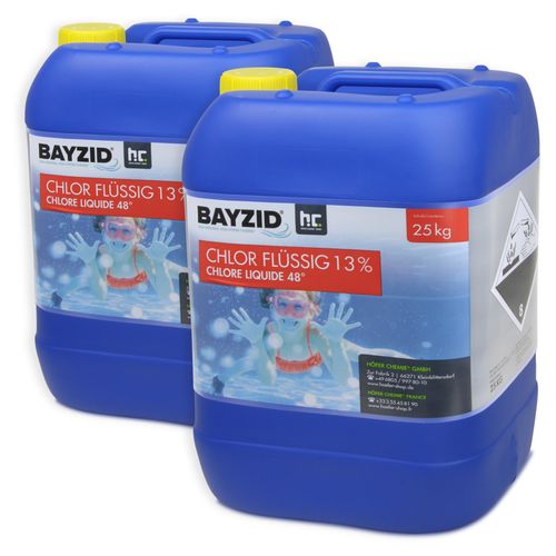 2x25 kg BAYZID® Flüssigchlor 13% zur effektiven Pool Desinfektion