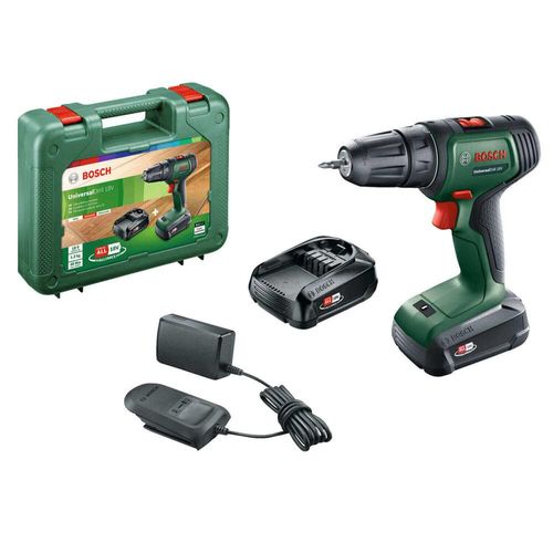 Bosch Universalbohrmaschine 18 Akku-Bohrmaschine - Mit 2 Akkus