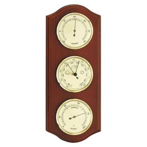 Wetterstation mit Hygrometer, Barometer und Thermometer, Mahagoni