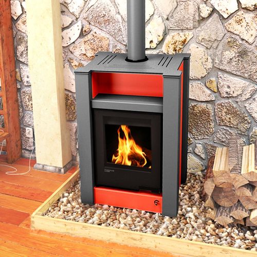 HS FLAMINGO Kaminofen AQUAFLAM VARIO LEND 11/7 kW - rot - elektronische Steuerung
