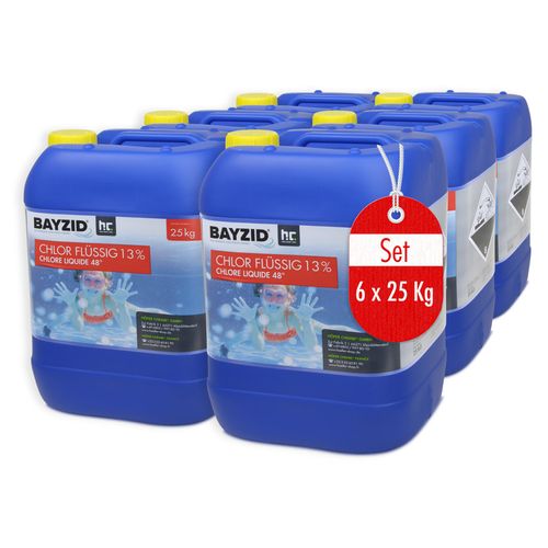 6x25 kg BAYZID® Flüssigchlor 13% zur effektiven Pool Desinfektion