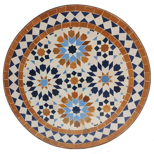 Marokkanischer Zellige Mosaik Ablagetisch, schmal, rund, Ø 45 cm, H 50 cm