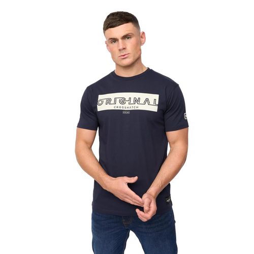 Crosshatch Heren Kratmoss T-shirt (Marineblauw)