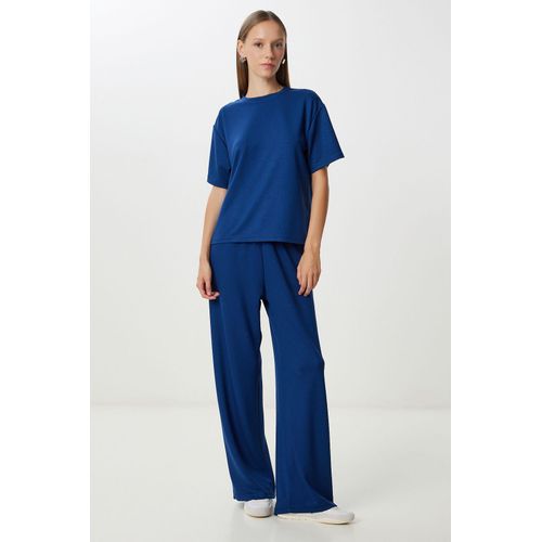 Casuele Korte Mouwen Crew Neck Met Touwtjes Taille Twee-Delige Co-Ord Set