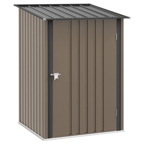 Geraetehaus Braun 100x103x160 cm Aus Stahl 0.92 m2 Geraeteschuppen Mit Pultdach Gartenschrank Abschliessbar Fuer Balkon Terrasse