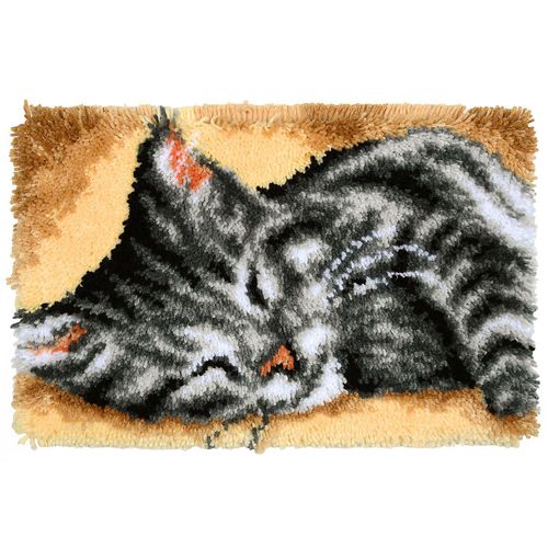 Knüpfteppich "Schlafende Katze", 55 x 36 cm
