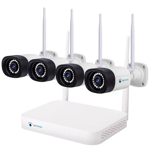 LUVISION WLAN Funk Video Überwachungssystem KI NVR 5MP Nachtsicht Farbe Mikrofon Wifi6