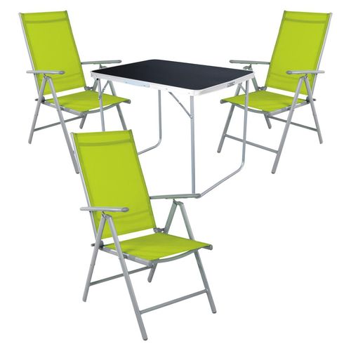4-tlg Camping Set Gartenmöbel Campingtisch + 3 Klappstuhl