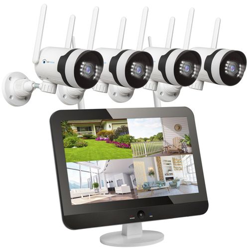 LUVISION Dual WLAN PTZ Überwachungssystem mit Monitor 5MP, Mikrofon, Sirene, Nachtsicht, KI Bewegungsverfolgung