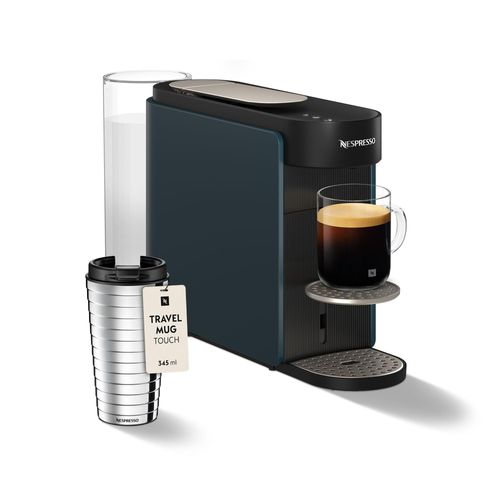 NESPRESSO KRUPS Vertuo Up Blau Kapselmaschine + Travel Mug Touch Thermobecher | Vielseitiger Kaffeegenuss für Zuhause & unterwegs | XN9404