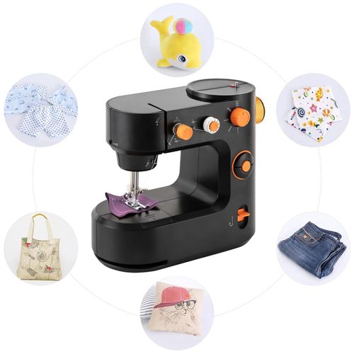 Tragbare Nähmaschine FHSM-398 - Haushaltsnähmaschine - 5 Sticharten - Lockstich - 26,5×13×22,5 cm - Schwarz